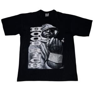 Vintage Notorious BIG Hood Rich 90s Rap Hip Hop Biggie Smalls Bedazzled Shirt